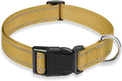 Reflective Dog Collar, Puppy Collar with Buckle Adjustable, Brown XS by BOOMIBOO