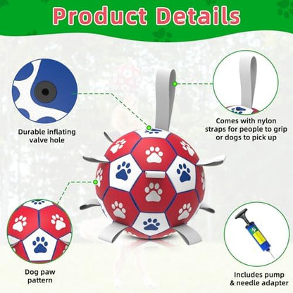 Diman Herding Ball for Dogs Large, 9 Inch Dog Soccer Ball with Straps - Image 6
