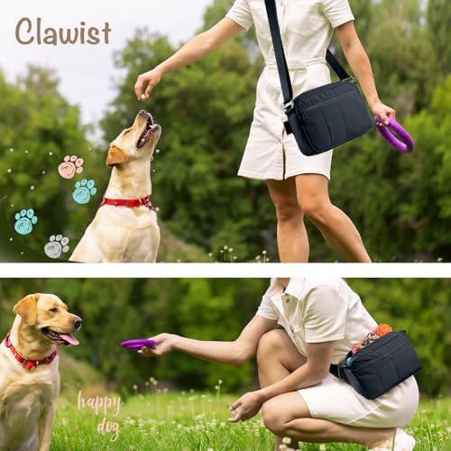 Fashion Dog Treat Pouch with Clicker Stylish Crossbody Dog Walking Bag, 3-in-1 Dog Training Treat Pouch with Removable Waterproof Liner, Treat Holder Waist Bag for Puppy Training & Daily Walks - Image 5