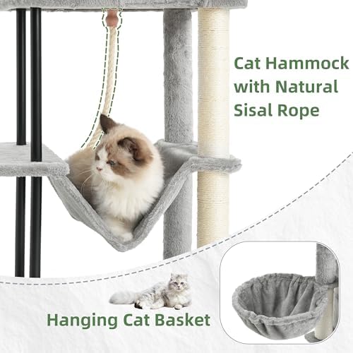 Gitelsnour Cat Tree, 43.3'' Cat Tower with Hammock for Kittens GCT004SW - Image 4