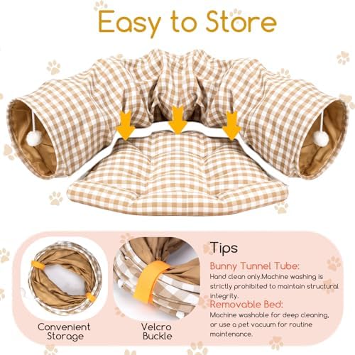 Bunny Tunnel Bed, Collapsible Tunnel Tubes with Removable Bed - Image 3