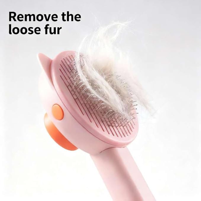 Cat Brush for Shedding, Kitten Brushes for Indoor Cats, For Long or Short Haired Cats,Cat Hair Brush Grooming Deshedding Brush for Dog Kitten Removes Loose Fur and flea removal comb, Pink