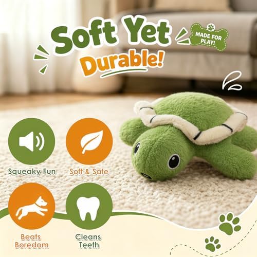 Hollypet Squeaky Hide and Seek Dog Toys for Small and Medium, 4 Turtles - Image 5