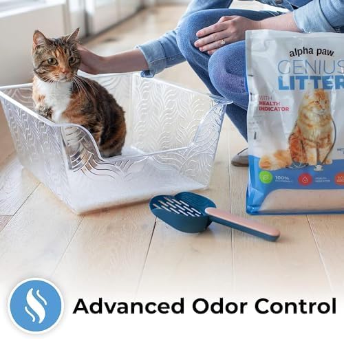 Genius Litter Health Monitoring Cat Litter, Featured on Shark Tank, Lightweight Crystal Silica Gel, Non Clumping, Dust Free, Low Tracking, Odor Control for Indoor Cats and Kittens, 2 Bag (12lb)
