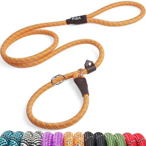 Fida Durable Slip Lead Dog Leash, 6 FT x 1/2" Dog Training Leash, Orange by Fida
