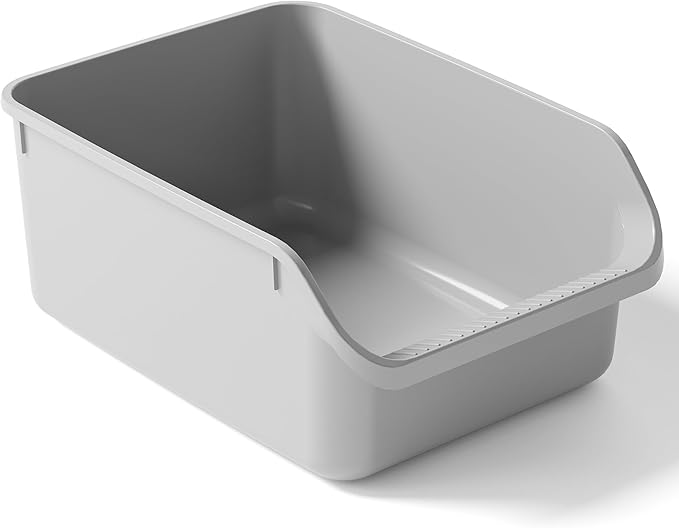 Cat Litter Box with High Sides Anti-Splashing for Indoor Cats Low Entry Kitty Litter Boxes (Grey)