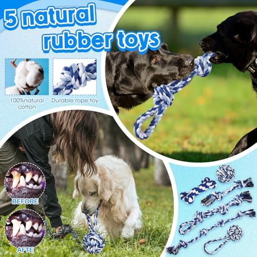 Vinsot 12 Pack Large Dog Chew Toys for Aggressive Chewers, Blue - Image 3