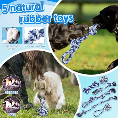 Vinsot 12 Pack Large Dog Chew Toys for Aggressive Chewers, Blue - Image 3