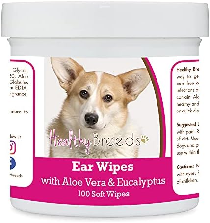 Healthy Breeds Cardigan Welsh Corgi Ear Cleaning Wipes with Aloe & Eucalyptus for Dogs 100 Count by HealthyBreeds