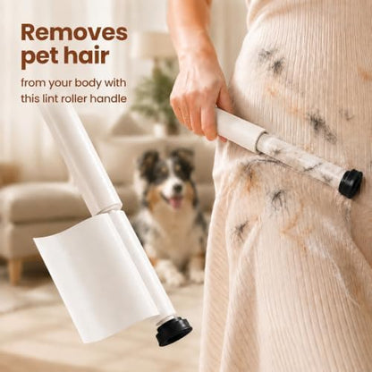 Undercoat Deshedding Tool for Long Thick Coats, 2-in-1 Dog Grooming Brush with Replaceable Lint Roller, Dematting Rakes for Dense Fur & Hair Removal, Long Handled Pet Grooming Accessory Black - Image 3