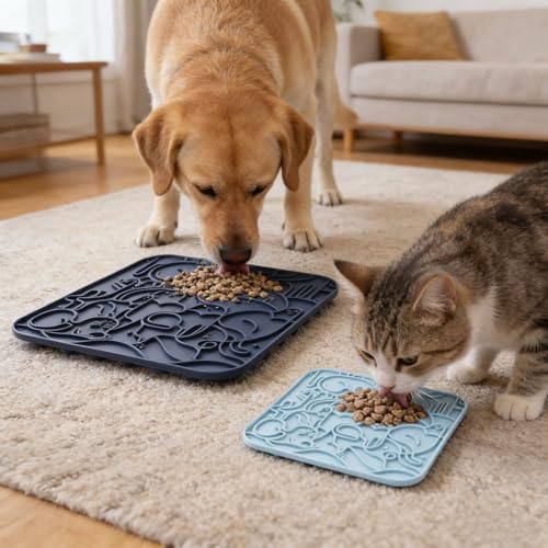 VI-FA Dog & Cat Lick Mat, Slow Feeder Pad with Suction Cups, Anxiety Relief for Bath Grooming Training (2 Pack, Blue) - Image 2
