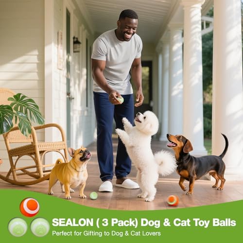 SEALON BL01A01 Green 3 Pack Rechargeable Cat Interactive Ball Toy with Durable ABS Shell & Quiet Motor for Indoor Cats & Multi-Cat Families, Ideal for Cat Rooms, Entryways, Bathrooms & Leisure Spots - Image 6