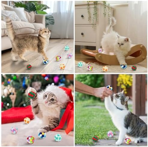TUSATIY Interactive Cat Ball Toy,6pcs Fuzzy Kitty Balls with Bells,Cat Pom Pom Balls for Kittens to Keep Busy,Colorful Cat Chew Toys for Indoor Cats - Image 6