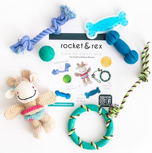 rocket & rex Puppy Chew Toys for Teething, Natural Rubber Set (6pk) - Image 2