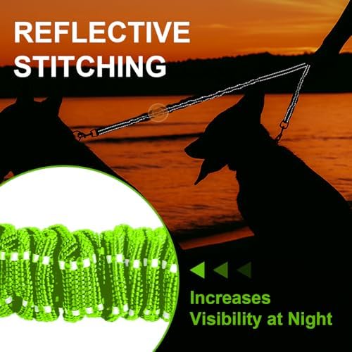MingXpet 2 Dog Leash, Dog Leash for 2 Dogs, 360° Swivel No Tangle Double Walking Training Leashes for Large Dogs that Pull, Comfortable Shock Absorbing Reflective Bungee, Green - Image 5