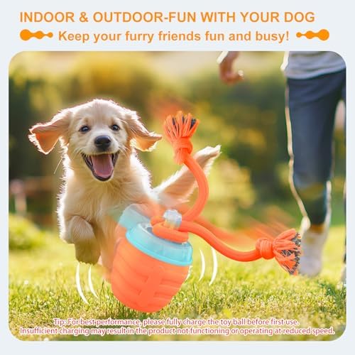 Interactive Dog Toy, [Newly Upgraded] Motion Activated Rolling Squeaky Ball for Medium/Large Dogs, Automatic Moving Dogs Ball for Boredom, USB Rechargeable(Orange) - Image 2