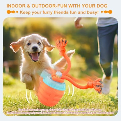 Interactive Dog Toy, [Newly Upgraded] Motion Activated Rolling Squeaky Ball for Medium/Large Dogs, Automatic Moving Dogs Ball for Boredom, USB Rechargeable(Orange) - Image 2