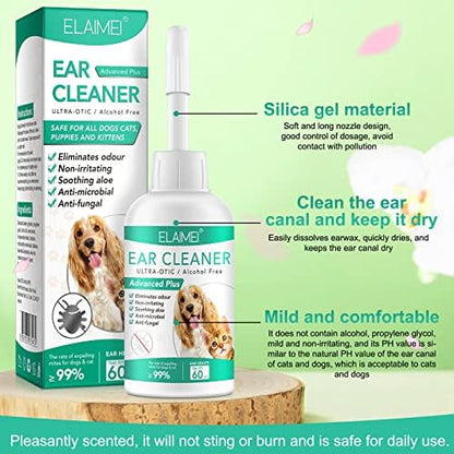 Ear Cleaner for Dogs, Dogs Ear Infection Treatment - Supports Soothing Dog Yeast Infection, Soothes Itchy & Inflamed Ears, Ear Odor, Pet Ear Care Supplement for Small, Medium and Large Dogs - 60ml - Image 5