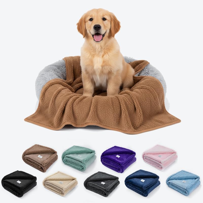 Dark Blankets for Dogs Brown Pets Throw Blanket for Couch Reversible Pet Bed Cover Puppy Fluffy Jacquard Blankets Leakproof Sofa Couch Cover Cat Pet Mats for Warm Washable-Camel,M - Image 5