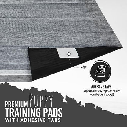 Bulldoglogy 50-Count Carbon Black Dog Pads Puppy Training Pads with Adhesive Tape 24x24 - Large Charcoal Puppy Pads Dog Training Wee Pads, Odor Control Thick Pee Pads for Dogs Extra Quick Dry - Image 3
