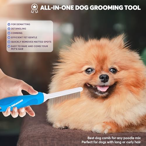 Detangling Pet Grooming Comb for Dogs & Cats with Long & Short Stainless Steel Metal Teeth for Removing Tangles and Knots - Dematting Brush to Detangle Matted Hair - Image 5
