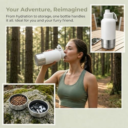 RYNVALE 32oz Insulated Stainless Steel Pet Water Bottle with Dog Bowl - Image 6