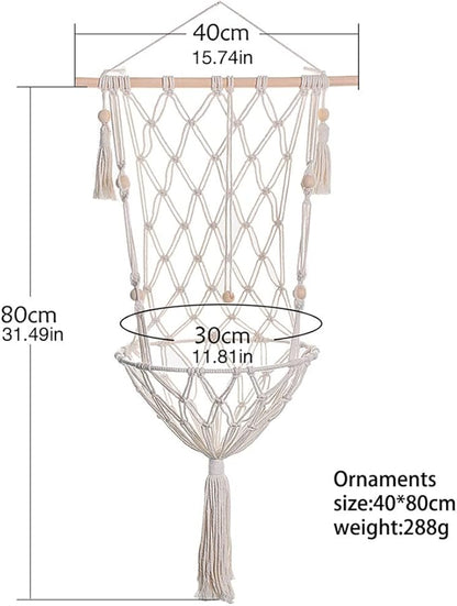 Macrame Cat Hammock - Handwoven Hanging Bed Swing for Small & Large Indoor Cats - Boho Wall Decor