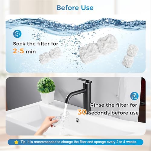 Cat Water Fountain Filter Replacement,24 Pack Pet Fountain Filters - 12 Filters & 12 Sponges 74oz/2.2L Stainless Steel Pet Fountain Cat Water Dispenser - Image 3