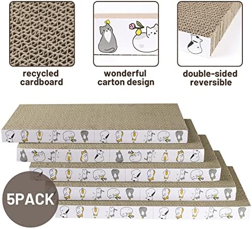 PatiencET Cardboard Cat Scratcher 5 Pack, Cat Scratching Board with Catnips - Image 3