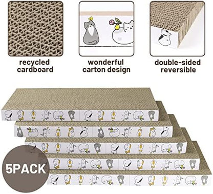 PatiencET Cardboard Cat Scratcher 5 Pack, Cat Scratching Board with Catnips - Image 3