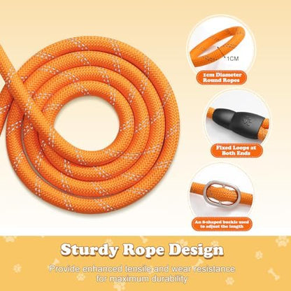 Pawaboo Dog Car Seatbelt, Reflective Rope with Heavy Duty Buckle, Orange - Image 3