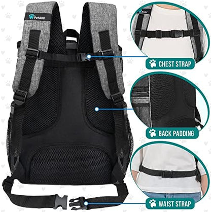 PetAmi Dog Backpack Carrier, Airline Approved 4-Way Entry Cat Bag, Gray - Image 5