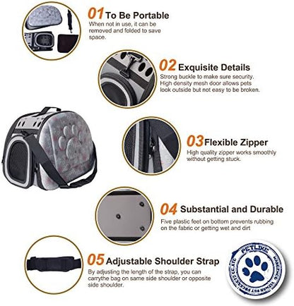 PetLike Airline Approved Pet Carrier Soft Sided Collapsible Travel Bag for Cats & Small Dogs (Grey, Smooth) - Image 3