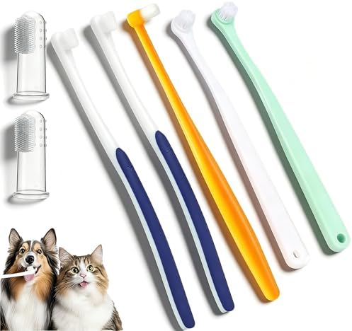 Cat Toothbrush 7Pack Ultra Soft Pet Toothbrush for Small Dog & Cat Set with 2 Finger Brushes - Soft Bristles for Gentle Pet Dental Care, Teething & Gingivitis Prevention for Puppies & Kittens by ShiveringLove