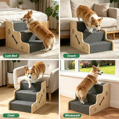 TIMHAKA Large Dog Stairs for Bed 16" H, 3-Step Dog Ramps for Small Dogs - Image 7