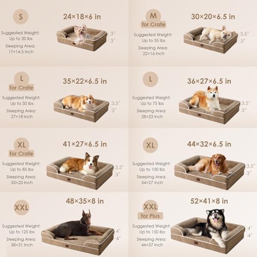 EHEYCIGA Orthopedic Dog Beds for Extra Large Dogs, Waterproof Memory Foam XL Dog Bed with Sides, Non-Slip Bottom and Egg-Crate Foam Big Pet Couch Bed with Washable Removable Cover, Camel - Image 2