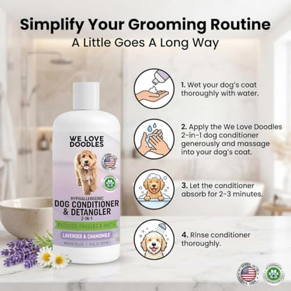 2-in-1 Dog Conditioner & Detangler, for Doodles & Poodles, Lavender, 16OZ - Image 3