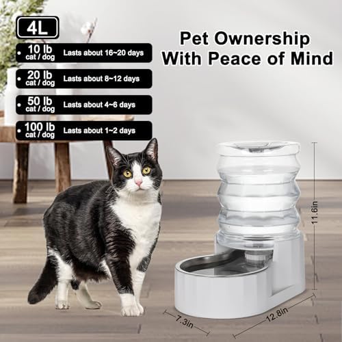 RIZZARI 4L Gravity Cat Water Dispenser: Filter-Free Compact Home Use - Image 2