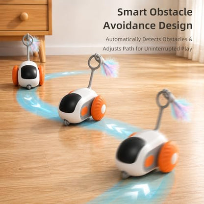Remote Control Mouse Cat Toy, Smart Interactive Moving Cat Toy Car with Obstacle Avoid, USB Rechargeable Electric Kitten Exercise Toy for Indoor Cats（Orange） - Image 5