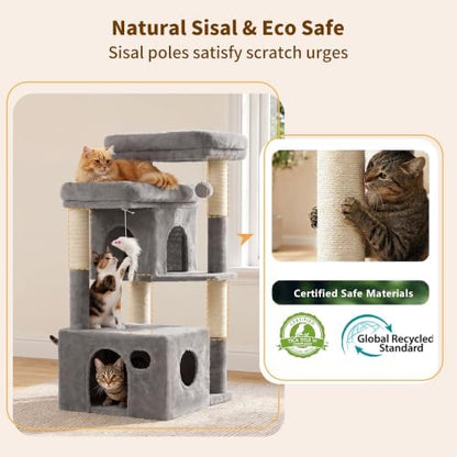 Heybly 34.6" Cat Tree Anti-Tipping Floor Cat Condo for Kittens, HCT205SW - Image 4