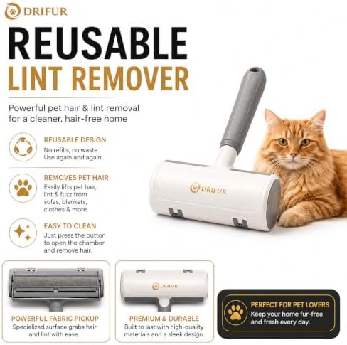 Pet Hair Remover Kit, 3-in-1 Self-Cleaning Reusable Lint Roller, Deshedding Brush & Grooming Comb for Dogs & Cats, Long Haired Pets, No Refills No Batteries - Image 2