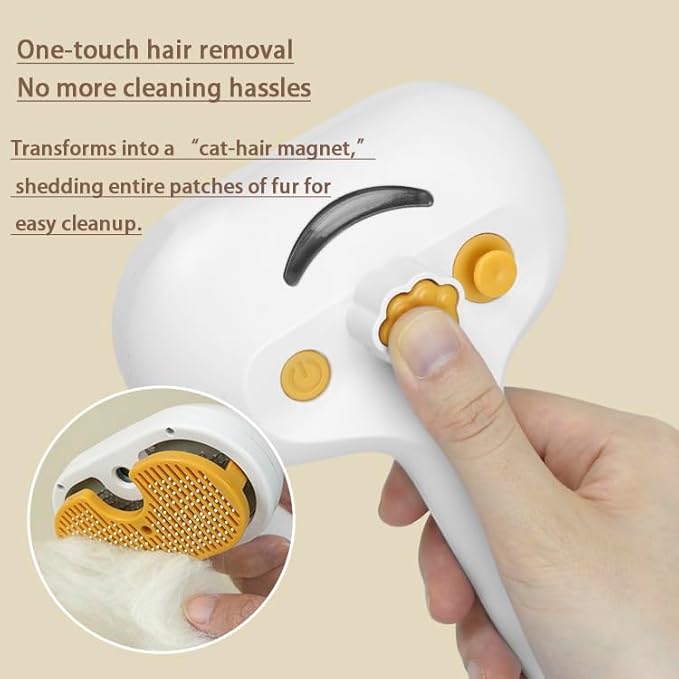 Pet Grooming Steam Brush, 3-in-1 Spray-on Hair Removal Comb for Long-Haired and Short-Haired Cats and Dogs