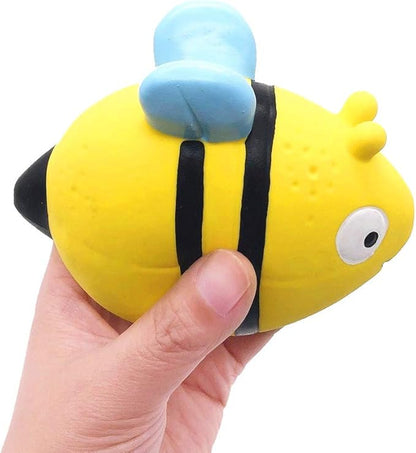 CloverU Dog Squeaky Toys Safe Latex Rubber Dog Chew Molar Toy Interactive Toy for Puppy Small Medium Dogs (Bee)
