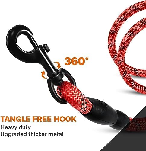 Taglory Rope Dog Leash for Medium Large Dogs, 6 FT Padded Handle, Red - Image 6
