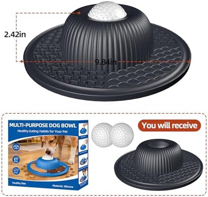 2-in-1 Dog Slow Feeder Bowl & Lick Mat with 2 Rotatable Balls, No-Slip Silicone Anxiety Relief Treat Mat for Dogs & Cats, Dishwasher Safe (Black) - Image 7