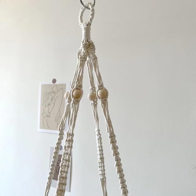 Macrame Cat Hammock Bed in Cotton White - Extra Large 40" Hanging Swing for Large Cats, Handmade Natural Rope Pet Nest, Boho Modern Wall Mounted Cat Chair, No Cushion