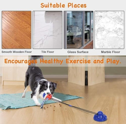 Suction Cup Dog Toy for Aggressive Chewers，Dog Rope Ball Interactive Tug of War Toy, Puppy Tug Toy Squeaky Ball Puzzle Toys for Teeth Cleaning Toys for Small Medium Large Dog - Image 6