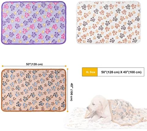 Dono 1 Pack 3 Dog Blankets, Soft Fluffy Fleece Pet Blanket Warm Sleep Mat Paw Print Design Puppy Kitten Throw Blankets Doggy Blanket for Dogs - Image 3