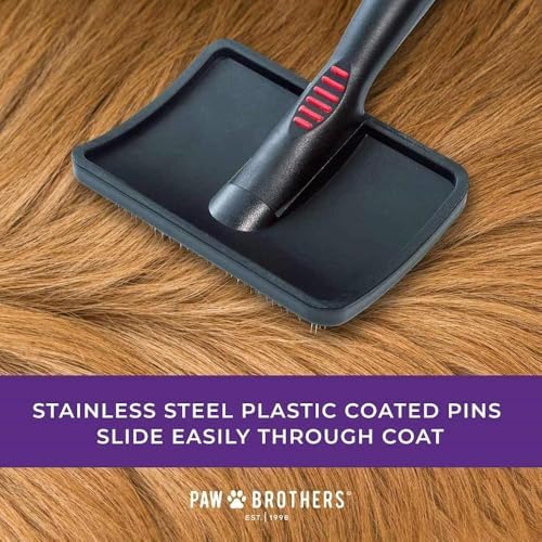 Paw Brothers Soft Pin Curved Slicker Brush for Dogs, Coated Tips, Maximum Coverage, Gentle on Skin, Size 3" x 5.5", Small - Image 5