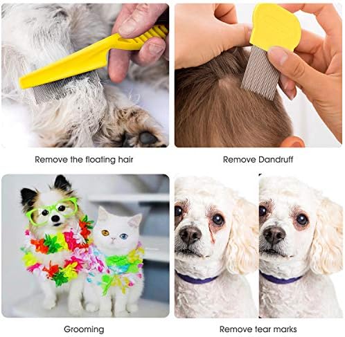 Cat Comb Dog Comb Fine Tooth Pet Grooming Set For Grooming And Removing Dandruff Flakes Remove Float Hair Tear Marks (yellow) - Image 4